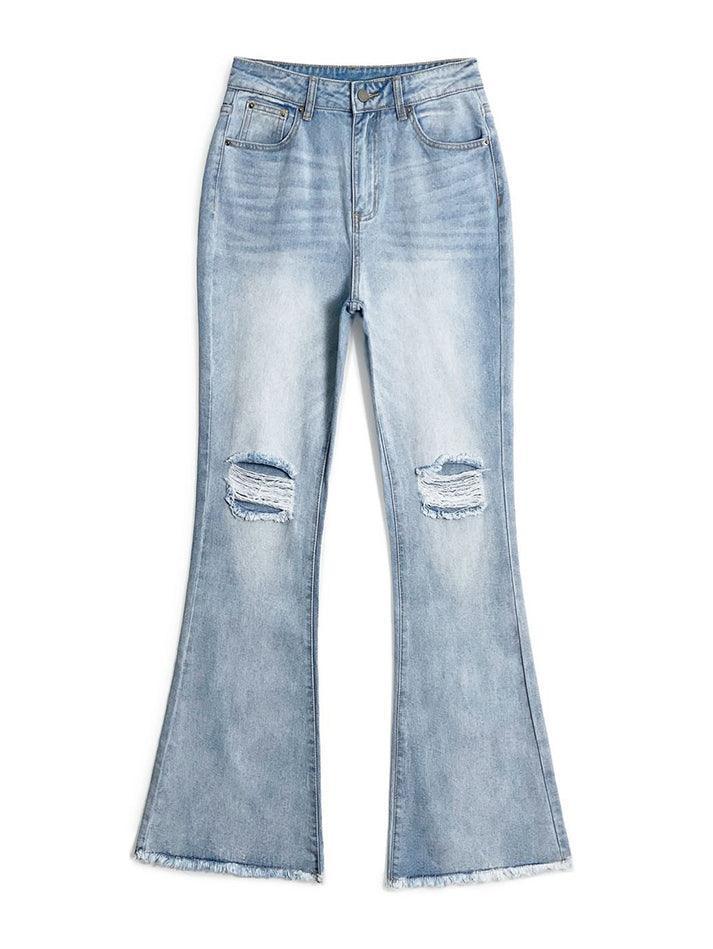 Jean déchiré taille haute effet vieilli-Jeans-MAUV STUDIO-STREETWEAR-Y2K-CLOTHING