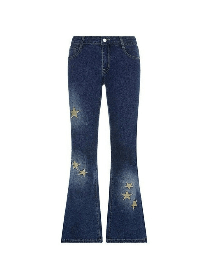 Jean évasé brodé d'étoiles-Jeans-MAUV STUDIO-STREETWEAR-Y2K-CLOTHING