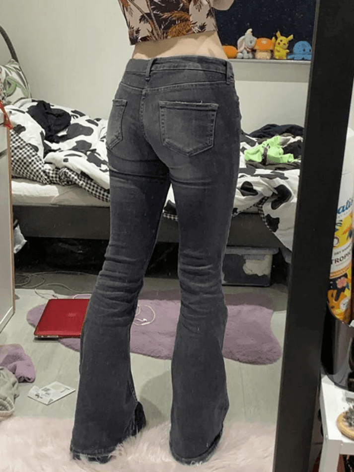 Jean évasé en denim délavé Y2K-Jeans-MAUV STUDIO-STREETWEAR-Y2K-CLOTHING