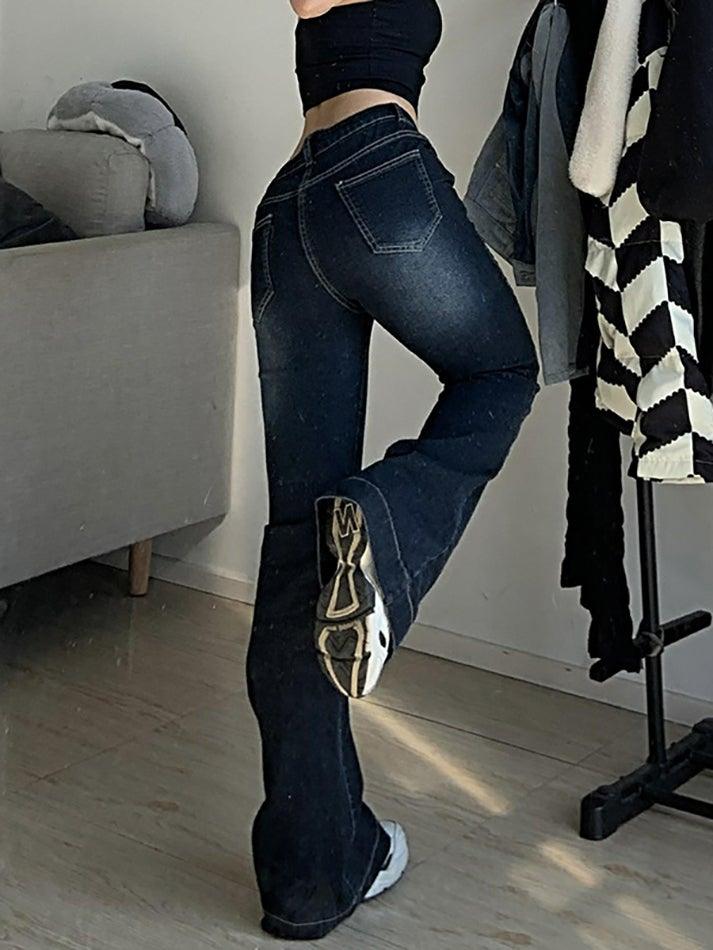 Jean évasé taille basse délavé-Jeans-MAUV STUDIO-STREETWEAR-Y2K-CLOTHING