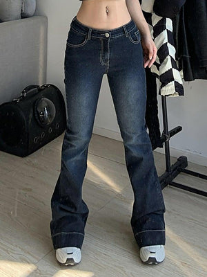 Jean évasé taille basse délavé-Jeans-MAUV STUDIO-STREETWEAR-Y2K-CLOTHING