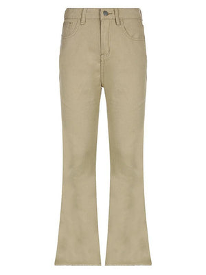 Jean évasé uni taille haute-Jeans-MAUV STUDIO-STREETWEAR-Y2K-CLOTHING