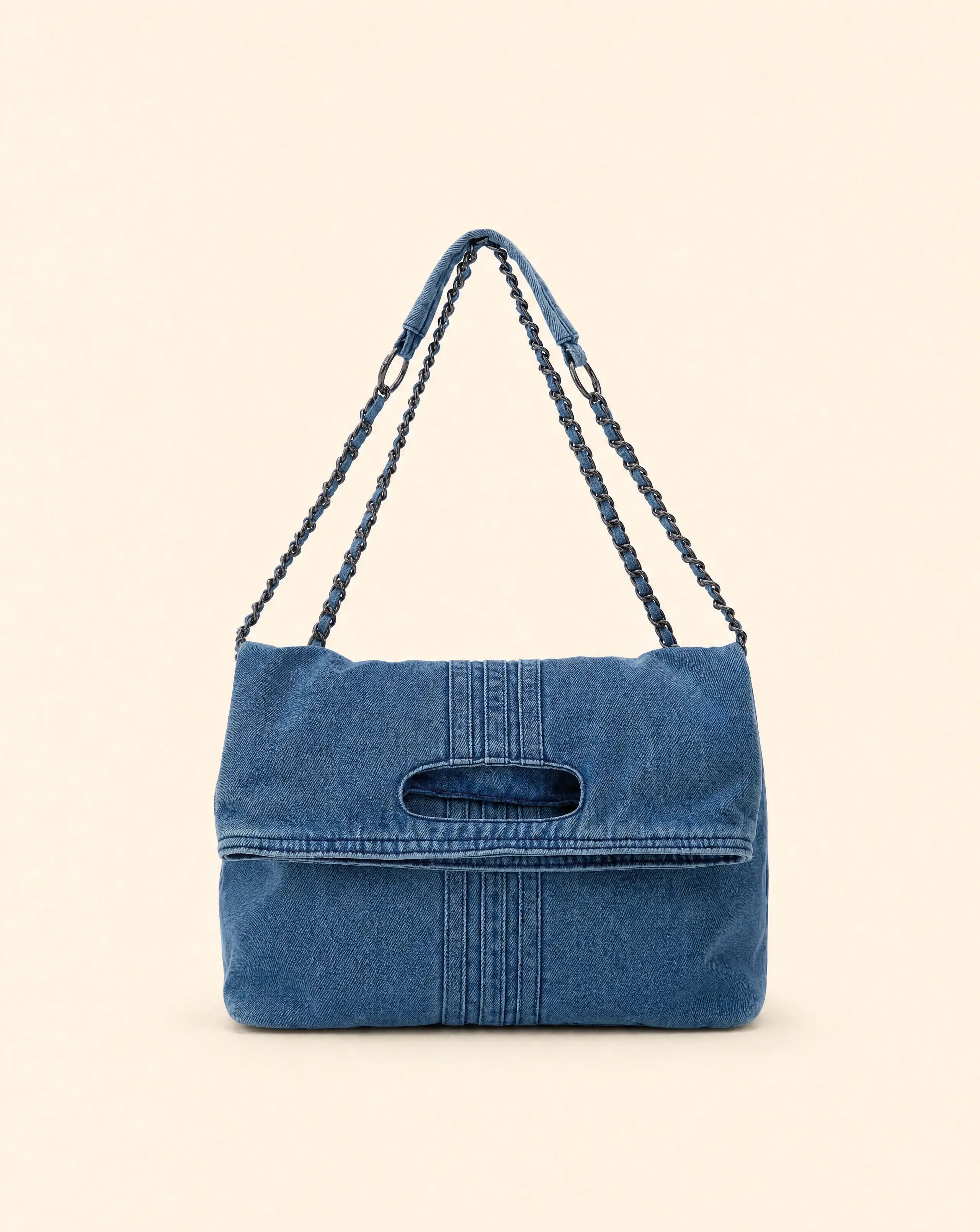 Jeanelle | Y2K Braided Chain Denim Crossbody Bag