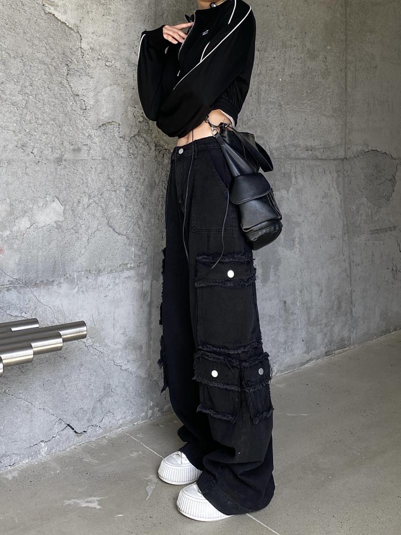 Short En Denim Hip Hop Pour Homme, Jean à Jambes Larges, Pantalon Court Multi-poches, Jean Cargo, Grande Taille