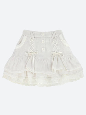 Kawaii Ruffled Layered Lace Mini Skirt-Mauv Studio