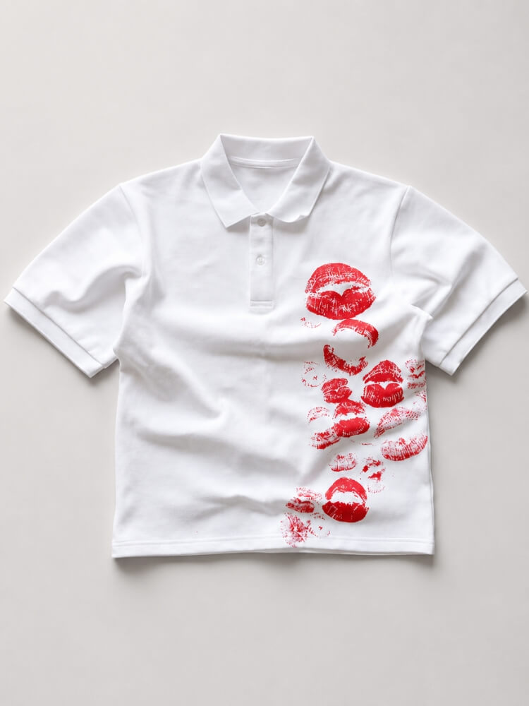 Kiss Tee with button front, Y2K graphic tee styled with low rise bottoms