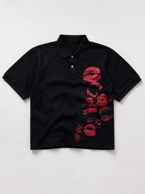 Kiss Tee with button front, Y2K graphic tee styled with low rise bottoms