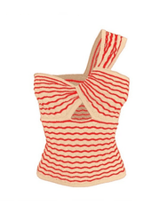 Knitted Stripe One Shoulder Tank Top-Tops&Tees-MAUV STUDIO-STREETWEAR-Y2K-CLOTHING