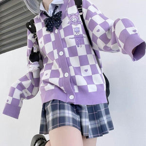 Kuromi Buttoned Purple Cardigan-Purple-S-Mauv Studio