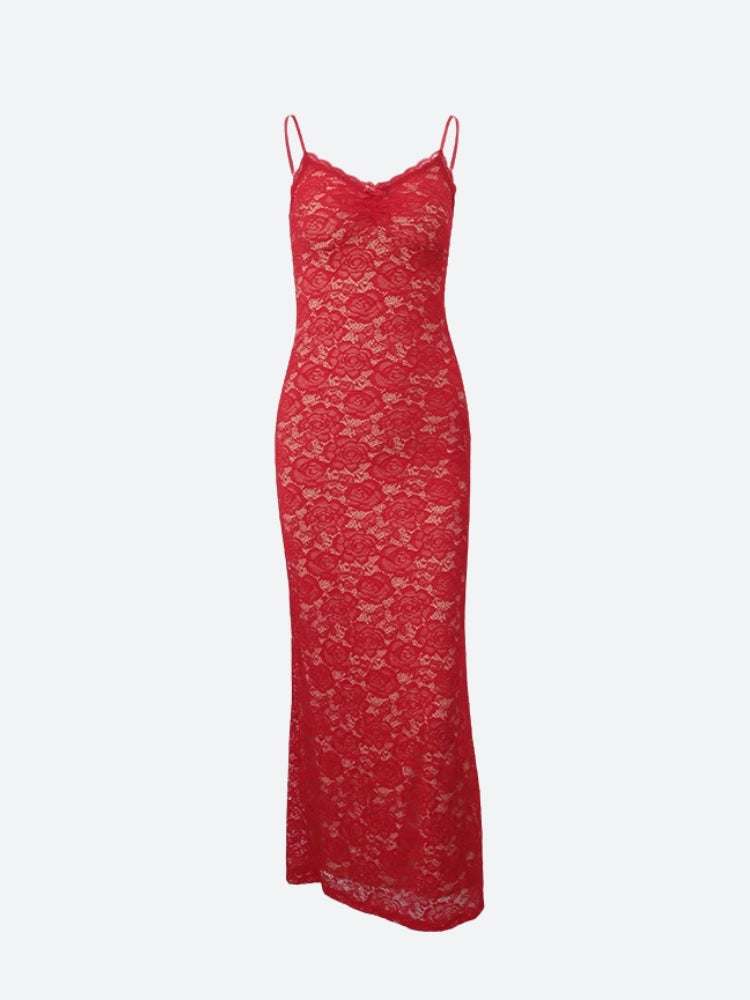 Lace Bodycon Maxi Dress view 5 | MAUVSTUDIO®