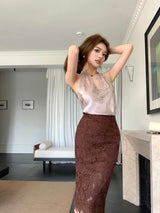 , Y2K skirt styled with a crop top