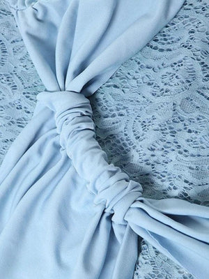 Lace Ruched Mini Dress view 6 | MAUVSTUDIO®
