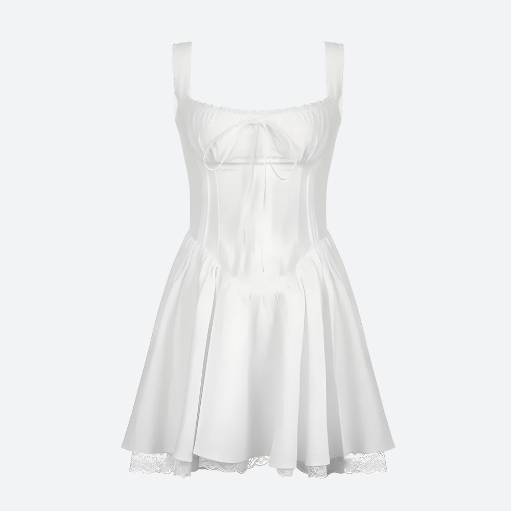 Lace Ruffled Corset Mini Dress-Mauv Studio