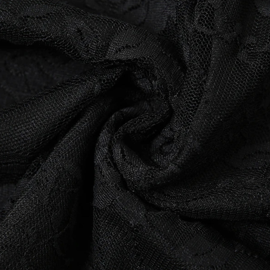 Lace Sheer Mini Dress view 6 | MAUVSTUDIO®