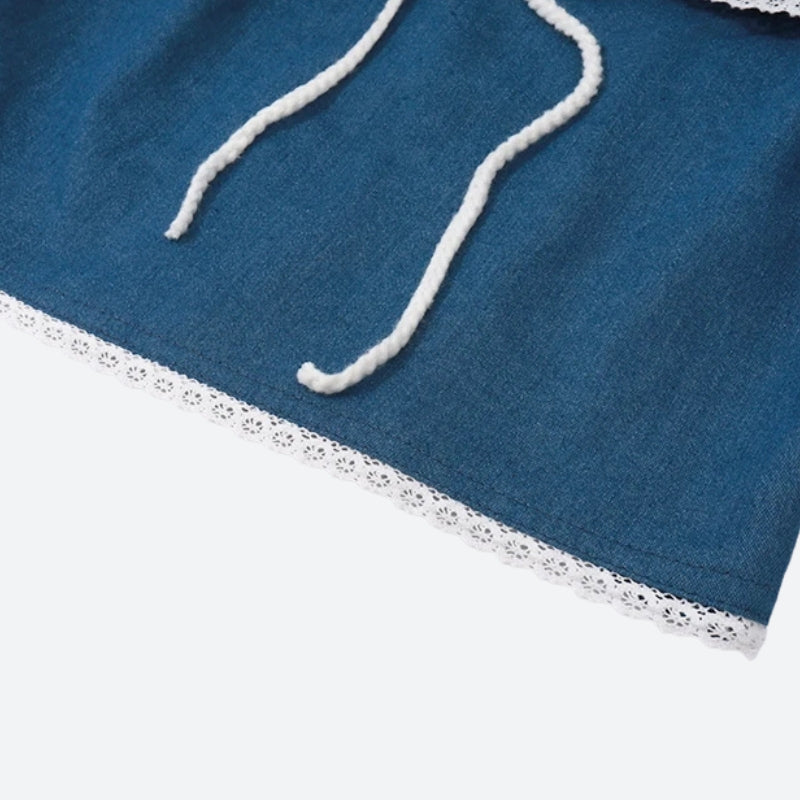 Lace Trim Denim Tube Top – MAUVSTUDIO®