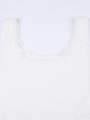 Lace Trim White Cropped Tank Top-Tops&Tees-MAUV STUDIO-STREETWEAR-Y2K-CLOTHING