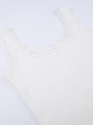 Lace Trim White Cropped Tank Top-Tops&Tees-MAUV STUDIO-STREETWEAR-Y2K-CLOTHING