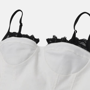 Lace Up Corset Cami Top with lace trim, Y2K corset styled with low rise bottoms