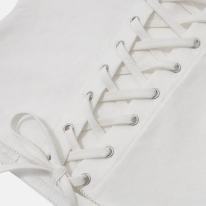 Lace Up Corset Cami Top with lace trim, Y2K corset styled with low rise bottoms