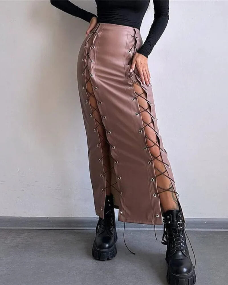 , Y2K skirt styled with a crop top