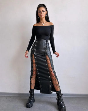 , Y2K skirt styled with a crop top