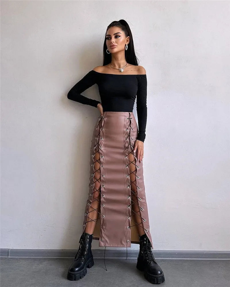 , Y2K skirt styled with a crop top