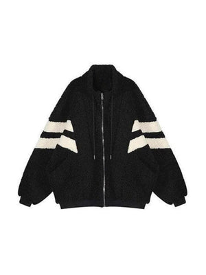 Lambswool Stripe Splice Jacket-Jackets-MAUV STUDIO-STREETWEAR-Y2K-CLOTHING