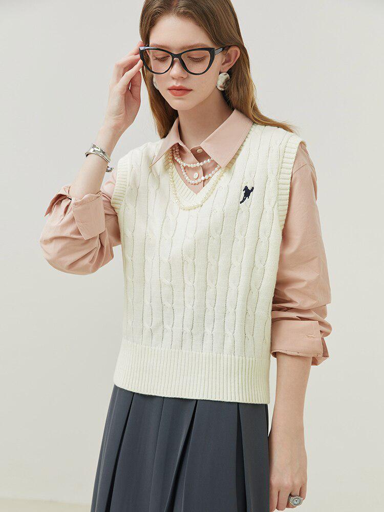 Light Academia Sweater Vest-White-XS-Mauv Studio
