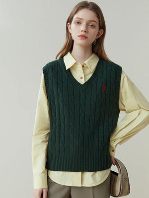 Light Academia Sweater Vest-Green-XS-Mauv Studio
