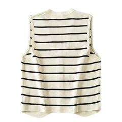 Like a French Striped Button Up Vest-Vest-MAUV STUDIO-STREETWEAR-Y2K-CLOTHING
