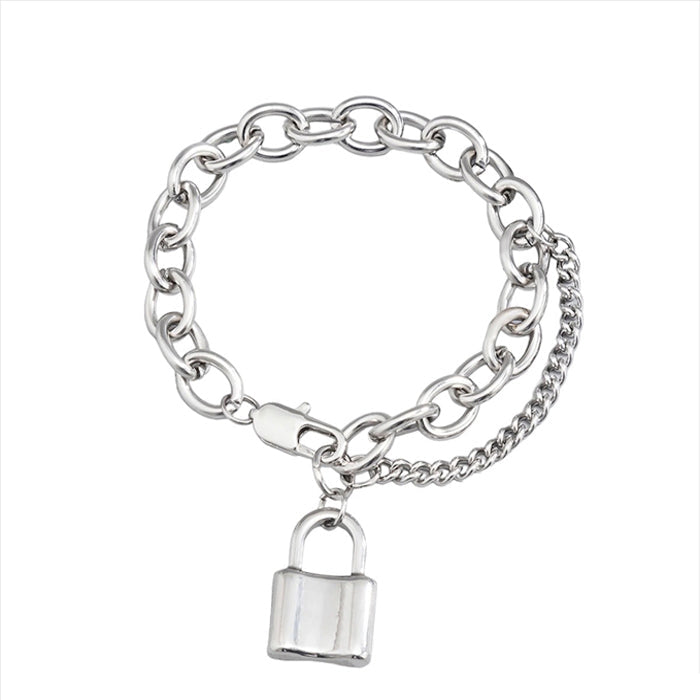 Lock Pendant Bracelet-Bracelets-MAUV STUDIO-STREETWEAR-Y2K-CLOTHING