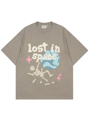 'Lost in Space' Graphic Print Cotton T-Shirt-T-Shirts-MAUV STUDIO-STREETWEAR-Y2K-CLOTHING