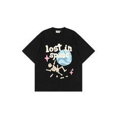 'Lost in Space' Graphic Print Cotton T-Shirt-T-Shirts-MAUV STUDIO-STREETWEAR-Y2K-CLOTHING