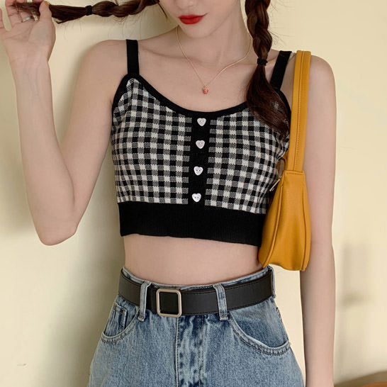 Love Addiction Plaid Top-Tops-MAUV STUDIO-STREETWEAR-Y2K-CLOTHING