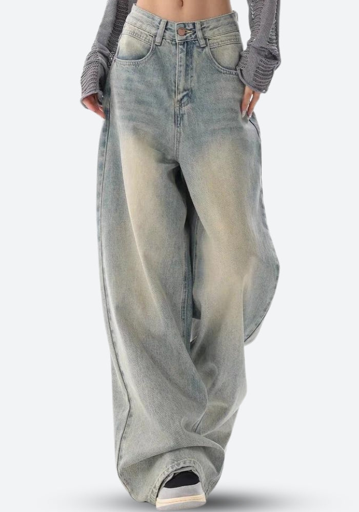 Low Rise Baggy Denim Jeans-MAUV STUDIO