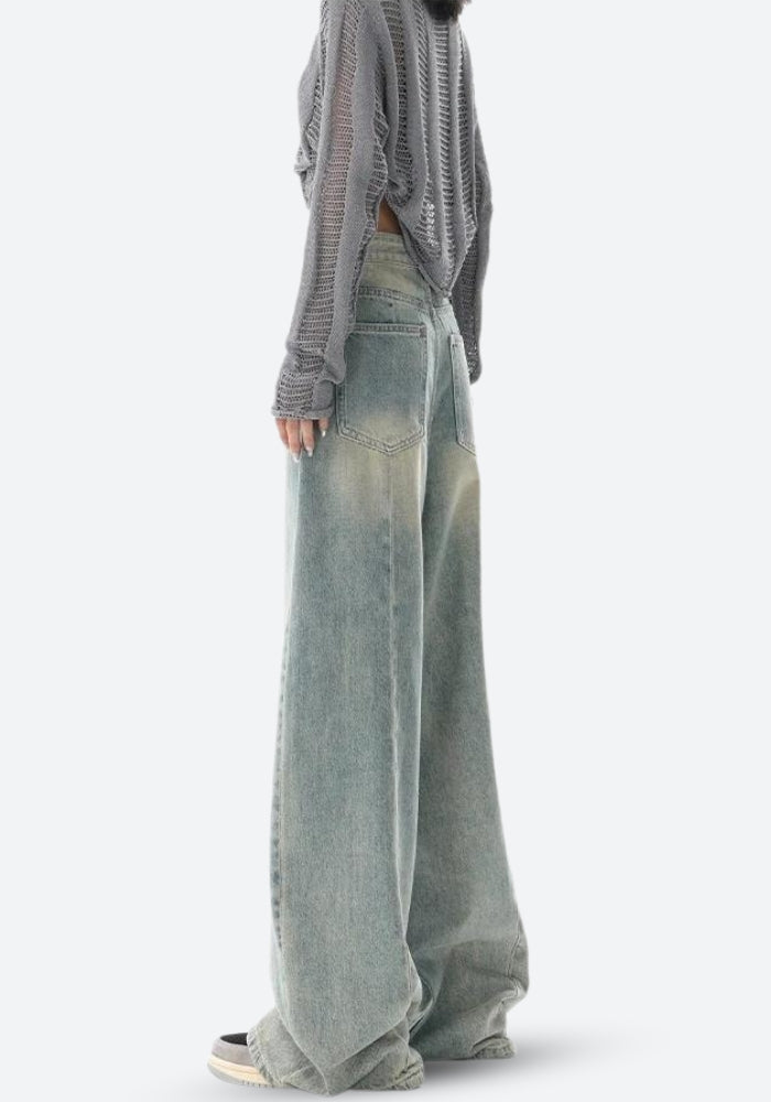 Low Rise Baggy Denim Jeans-MAUV STUDIO