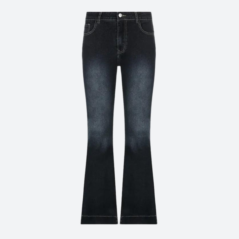 Low Rise Flare Denim Jeans-MAUV STUDIO