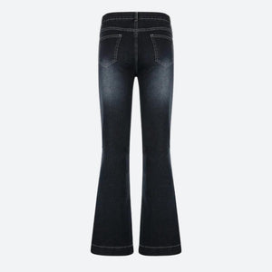 Low Rise Flare Denim Jeans-MAUV STUDIO