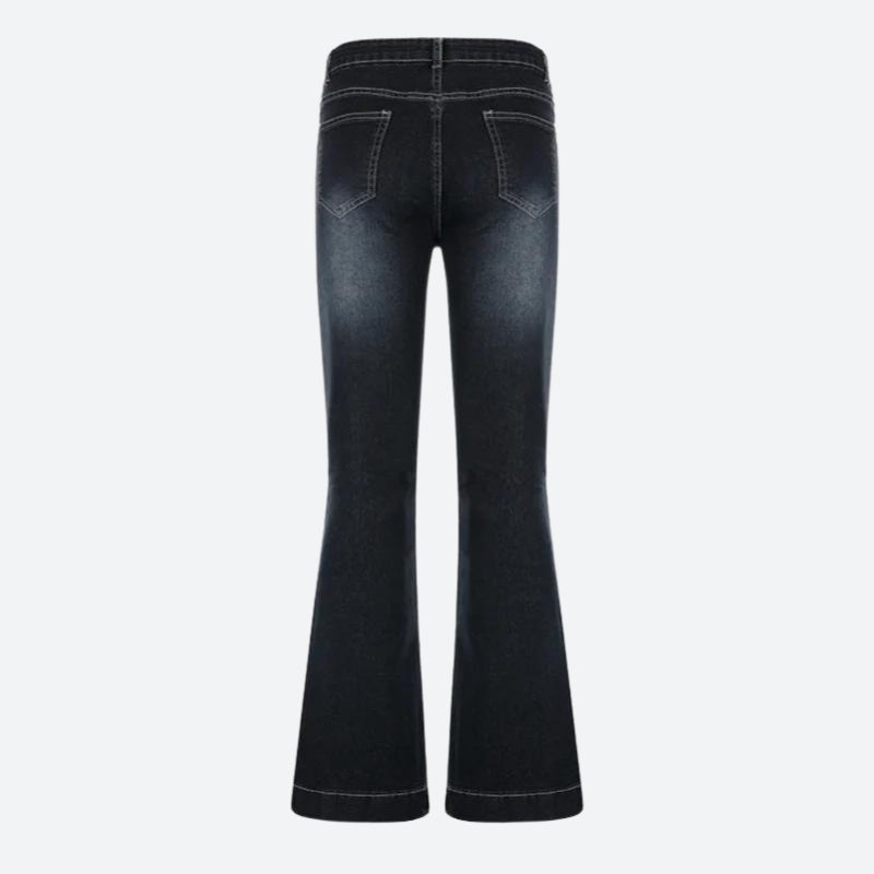 Low Rise Flare Denim Jeans-MAUV STUDIO