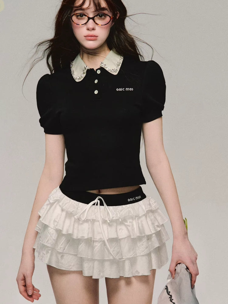 , Y2K skirt styled with a crop top