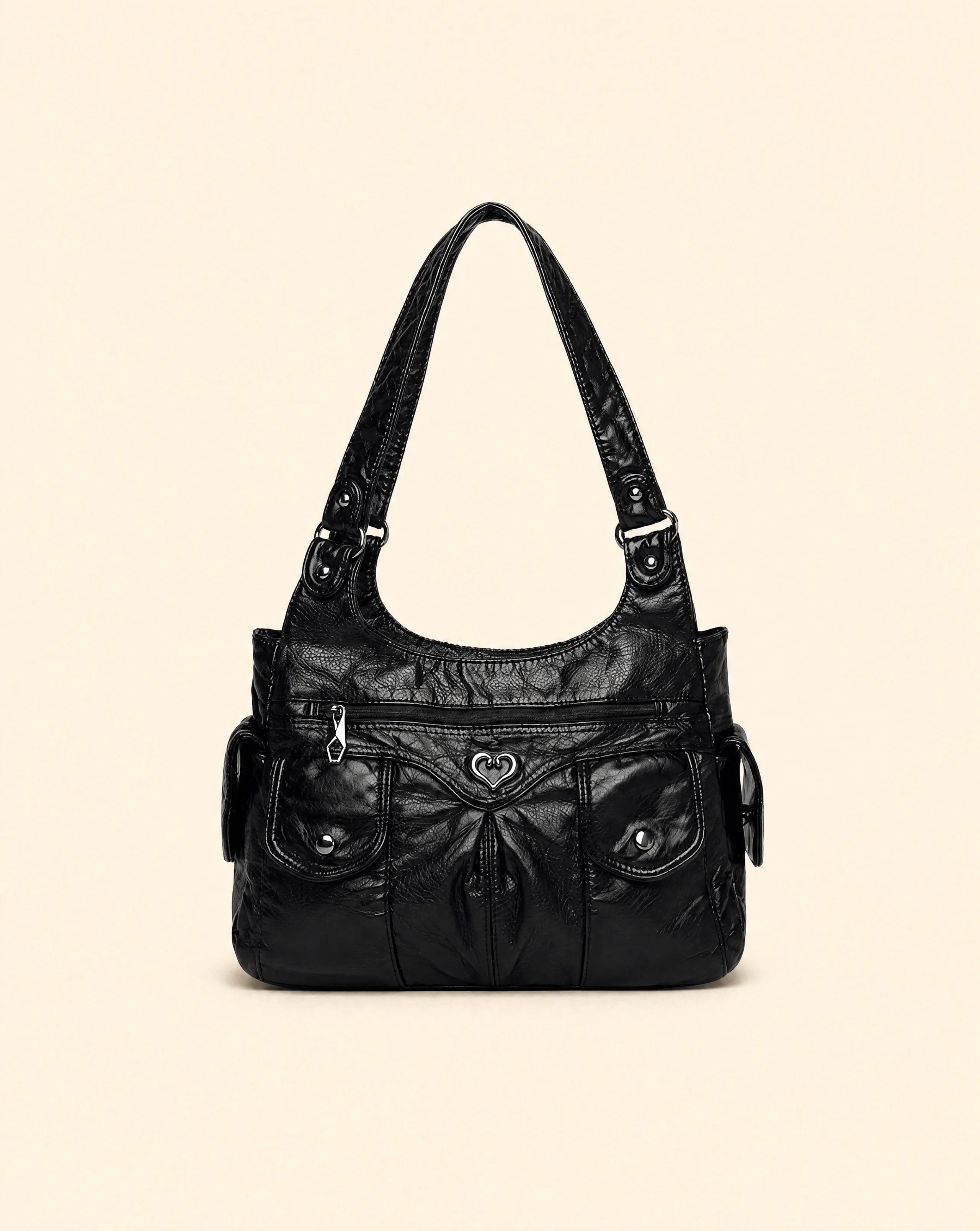 Maora | Shiny Faux Leather Y2K Multi-Pocket Bag