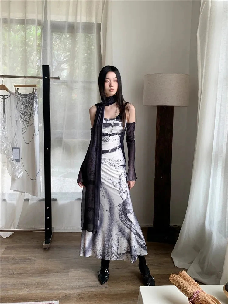 Marble Maxi Dress view 6 | MAUVSTUDIO®