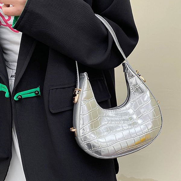 Metallic Aesthetic Hobo Bag-Handbags-MAUV STUDIO-STREETWEAR-Y2K-CLOTHING