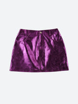 Metallic Faux Leather Mini Skirt-Mauv Studio