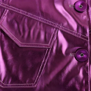 Metallic Fuchsia Faux Leather Jacket-MAUV STUDIO