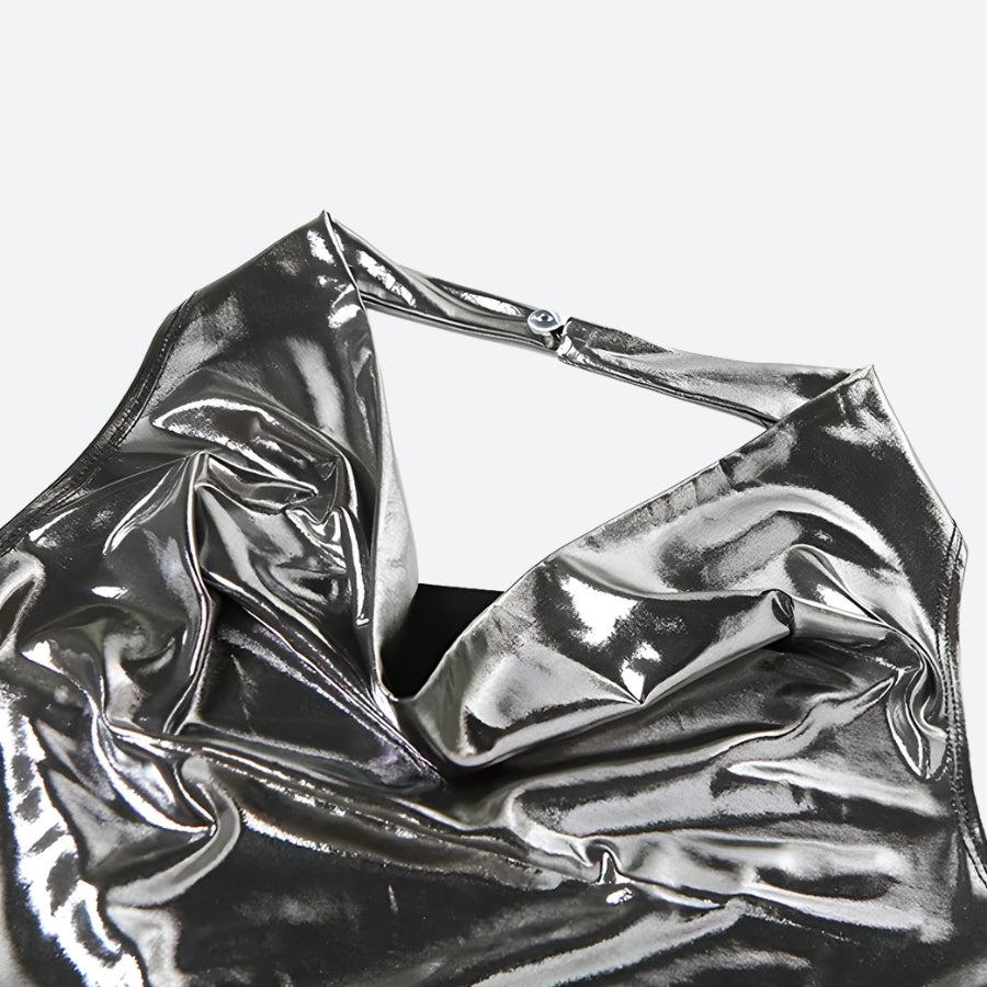Metallic Halter Neck Mini Dress view 5 | MAUVSTUDIO®