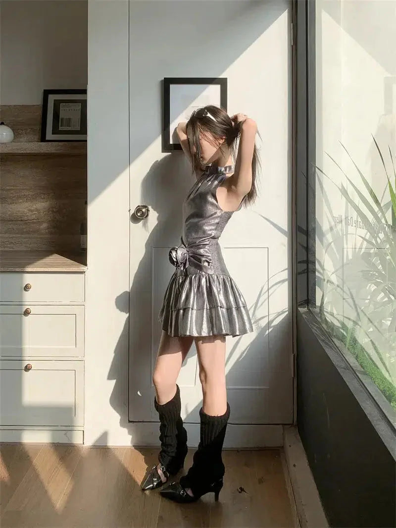 Metallic Mini Dress view 3 | MAUVSTUDIO®