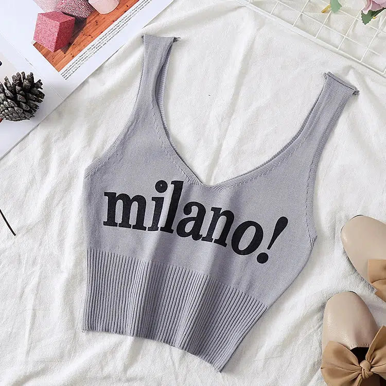 Milano Knitted Tank Top-Gray-One Size-Mauv Studio