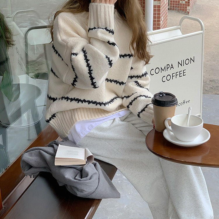 Minimalist Aesthetic Striped Sweater-Sweaters-MAUV STUDIO-STREETWEAR-Y2K-CLOTHING