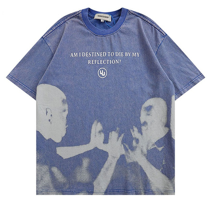 'Mirror' Cotton T-Shirt-T-Shirts-MAUV STUDIO-STREETWEAR-Y2K-CLOTHING